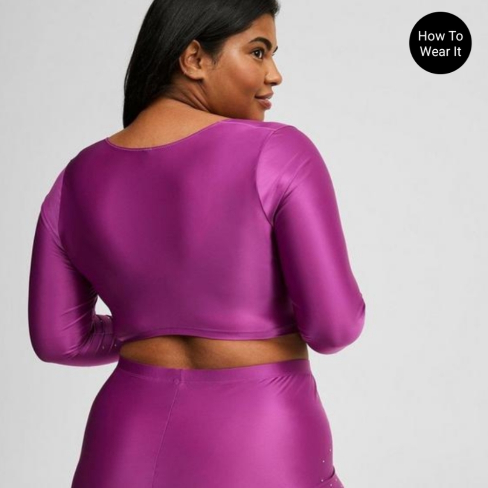 NWT Torrid Diamante Long Sleeve Crop Top - Picture 3 of 8